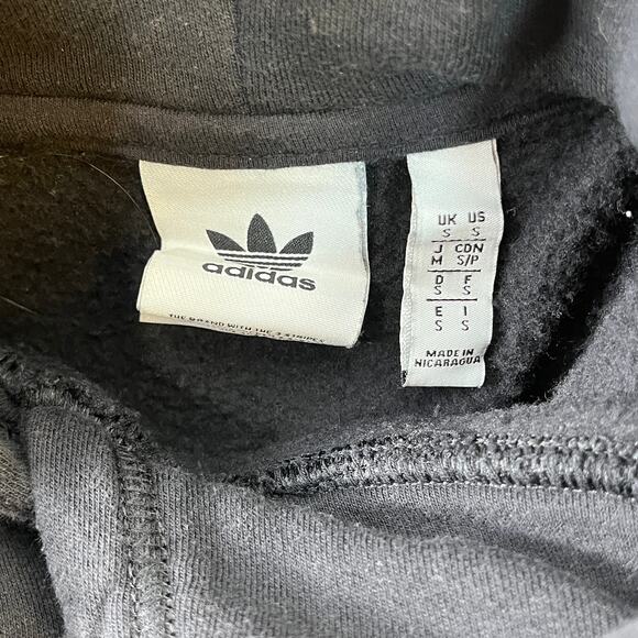 Adidas OG Peace Sign Hoodie Men's Small Black Drawstring Pocket Preowned Blend - Picture 4 of 6